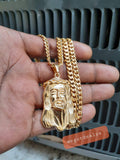 14k 6mm Gold Plated Cuban link Chain and Pendant