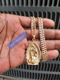 14k 3mm Gold Plated Cuban link Chain and Pendant