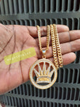 14k 6mm Gold Plated Cuban link Chain and Pendant