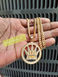 14k 6mm Gold Plated Cuban link Chain and Pendant