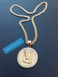 14k 6mm Gold Plated Cuban link Chain and Pendant