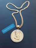 14k 6mm Gold Plated Cuban link Chain and Pendant