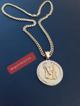 14k 6mm Gold Plated Cuban link Chain and Pendant