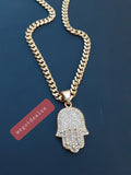 14k 6mm Gold Plated Cuban link Chain and Pendant