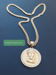 14k 6mm Gold Plated Cuban link Chain and Pendant