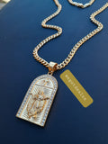 14k 6mm Gold Plated Cuban link Chain and Pendant