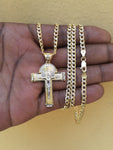 10K 3mm Diamond Cut Gold Over 925 Silver Cuban link Chain Bracelet and Pendant set