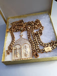14k 8mm Gold Plated Cuban Link Chain Pendant and Bracelet Set