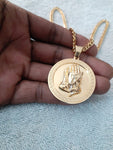 14k 6mm Gold Plated Cuban link Chain and Pendant