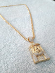 14k 6mm Gold Plated Cuban link Chain and Pendant