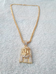 14k 6mm Gold Plated Cuban link Chain and Pendant