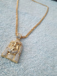 14k 6mm Gold Plated Cuban link Chain and Pendant