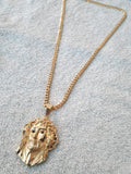 14k 6mm Gold Plated Cuban link Chain and Pendant