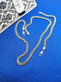 14k 6mm Gold Plated Flat lock Cuban link Chain and bracelet set