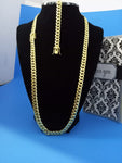 14k 8mm Gold Over 925 Silver Cuban link Chain and Bracelet Set