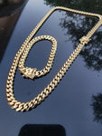 14k Goldplated 8mm Flat Cuban link Chain and bracelet  set