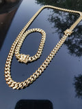 14k Goldplated 8mm Flat Cuban link Chain and bracelet  set