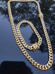 14k Goldplated 8mm Flat Cuban link Chain and bracelet  set