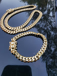 14k Goldplated 8mm Flat Cuban link Chain and bracelet  set