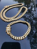 14k Goldplated 8mm Flat Cuban link Chain and bracelet  set