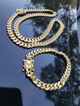 14k Goldplated 8mm Flat Cuban link Chain and bracelet  set