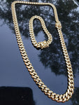 14k Goldplated 8mm Flat Cuban link Chain and bracelet  set