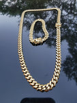 14k Goldplated 8mm Flat Cuban link Chain and bracelet  set