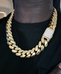 Gold plated Cuban link Big Boy 22mm Chain Cz Diamond Pave Lock