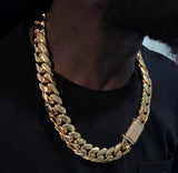 Gold plated Cuban link Big Boy 22mm Chain Cz Diamond Pave Lock