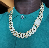 14k gold plated Iced out 20mm Big Cuban link Chain