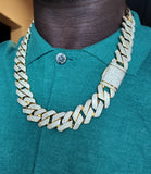 14k gold plated Iced out 20mm Big Cuban link Chain