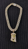 14k gold plated Iced out 20mm Big Cuban link Chain and Iced out Pendant