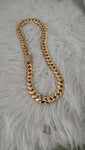 14k gold-plated Cuban link 18mm Chain Cz Diamond lock