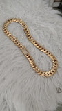 14k gold-plated Cuban link 18mm Chain Cz Diamond lock