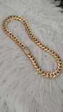 14k gold-plated Cuban link 18mm Chain Cz Diamond lock