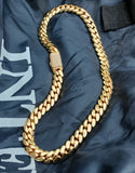 Gold Plated Miami Cuban Link 15mm 24inch Chain Cz Diamond lock