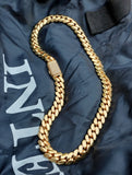 Gold Plated Miami Cuban Link 15mm 24inch Chain Cz Diamond lock