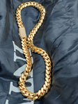 Gold Plated Miami Cuban Link 15mm 24inch Chain Cz Diamond lock