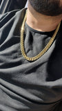 14k gold-plated flat Cuban Link 12mm chain