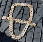 14k gold plated Iced out 20mm Big Cuban link Chain and Bracelet