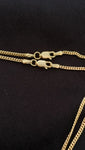 14k Gold over Silver 2mm small micro Cuban link 2 chains and 2 pendant set