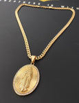 14k Gold Plated 6mm Cuban link Chain and Pendant