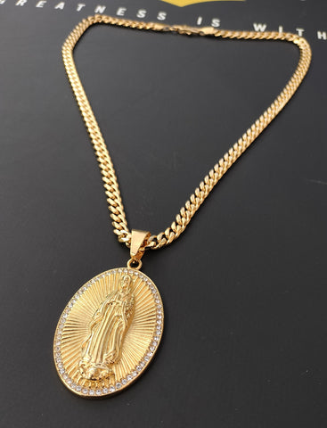 14k Gold Plated 6mm Cuban link Chain and Pendant