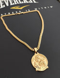 14k Gold Plated 6mm Cuban link Chain and Pendant