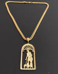 14k 6mm Gold Plated Cuban link Chain and Pendant