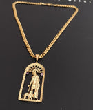 14k 6mm Gold Plated Cuban link Chain and Pendant