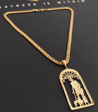 14k 6mm Gold Plated Cuban link Chain and Pendant