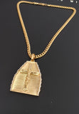 14k Gold Plated 6mm Cuban link Chain and Pendant