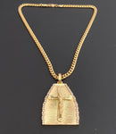 14k Gold Plated 6mm Cuban link Chain and Pendant