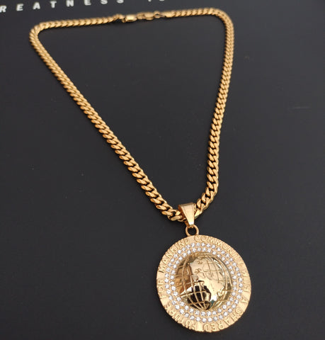 14k Gold Plated 6mm Cuban link Chain and Pendant